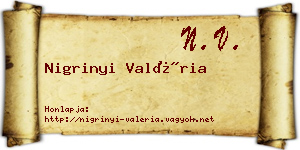 Nigrinyi Valéria névjegykártya